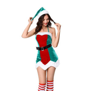 Conjunto de Lencería Sexy Exótica de Navidad para Mujer Adulta, Vestido Corto de Discoteca, Disfraz de Duende Navideño, Poliéster, TV y Cine - Product Image 6