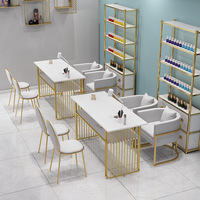 Table à Ongles Chaises Roses pour Salon de Beauté, Poste de Manucure Multifonctionnel, Mobilier de Spa et Salon