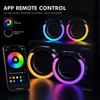 Feux de jour Angel Eye RGBW 2,5 pouces 3,0 pouces avec télécommande APP LED DRL pour systèmes d'éclairage automobile