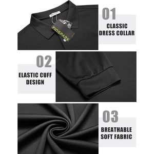 FOXA Polo à manches longues pour homme, anti-humidité, séchage rapide, col classique, pour le golf et les loisirs - Product Image 4