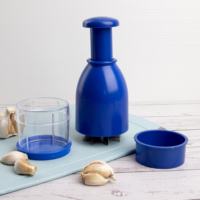 Draagbare, handmatige, voedselveilige gember-, ui-, chili-, groente- en knoflookhakker van plastic PP met roestvrijstalen mes, keukenpers