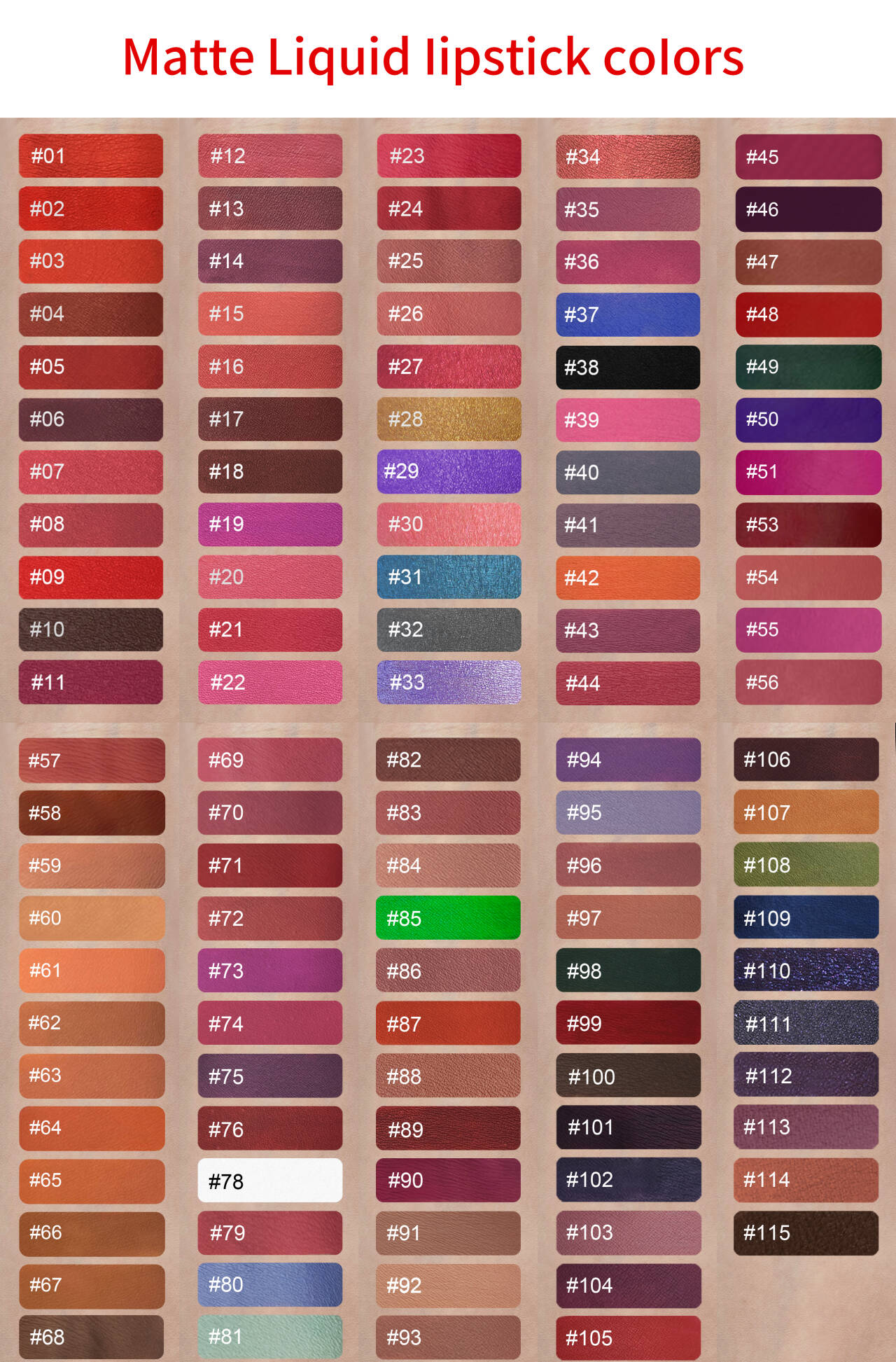 115 colori tra cui scegliere