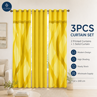 Ensemble de 3 rideaux imprimés à œillets avec panneaux unis, vente en gros, rideaux de maison, stock disponible pour le salon