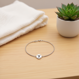 Bracciale in Acciaio Inossidabile con Ciondolo a Lettera X Monofacciale da 1 cm, Gioielli alla Moda - Product Image 3