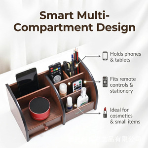 Organizador de escritorio de madera Yikatend, rectangular, con parte superior abierta y compartimentos para almacenamiento en la sala de estar y la oficina - Product Image 5