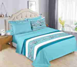 Ready to Ship 6 Pieces Printed Cotton Bed Sheet Set <strong>King</strong> <strong>Size</strong> Flat Fitted Sheet <strong>Pillowcases</strong> - Product Image 4