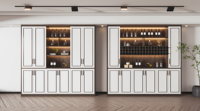 Armoire à vin en bois moderne de luxe avec portes en verre et éclairage dissimulé Garantie de 5 ans