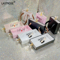 Vente en gros de boîte à cils avec strass imprimé de diamants boîte à cils vide à paillettes bling pour cils de vison à bande complète