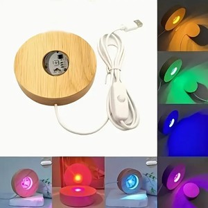 Bán buôn Gỗ Round Shape LED ánh sáng cơ sở LED giữ đèn cho màn hình tinh thể bằng gỗ cơ sở đứng - Product Image 4