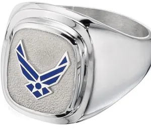 Accept Custom Order Vlink jewelry US air force insignia ring silver colored signet ring design