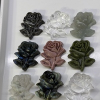 Pendentif en pierre naturelle sculptée en forme de rose, ornements en cristal, pierres précieuses multiples, pierre brute de forme irrégulière, pierre de guérison romantique, vente en gros