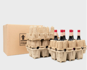 Thân Thiện Với Môi 2-Chai Rượu Vang Tàu Sân Bay Đúc Bột Giấy Vận Chuyển Chèn Cán Bóng Uv-Tráng Có Thể Tái Chế Ngành Công Nghiệp Thực Phẩm Hộp Dập Nổi - Product Image 4