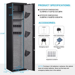 Caja Fuerte de Acero Laminado en Frío, Montaje en Pared, con Cerradura Electrónica Digital y de Llave, Almacenamiento de Artículos Defensivos, Bóveda Resistente con Capacidad para 5-6 Armas - Product Image 6