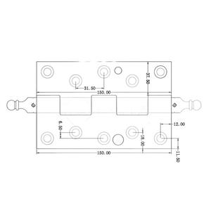 Charnières de porte et de fenêtre en forme de drapeau rouge imitation bronze antique, robustes, 6 pouces, en acier inoxydable, roulements épaissis, trous décalés - Product Image 2