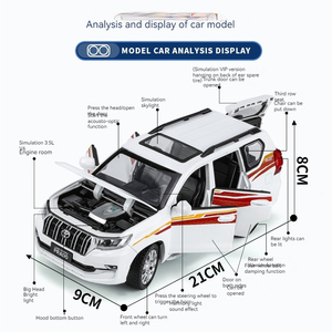 <span class=keywords><strong>Nuevo</strong></span> Modelo de Aleación Fundida a Presión Toyota Prado 1:24 con Sonido y Luces, Puertas que se Abren, Vehículo Metálico Coleccionable Decorativo, Coches de Juguete - Product Image 4