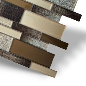 Mosaicos de cristal hechos a mano marrones rectangulares grandes de estilo <span class=keywords><strong>vintage</strong></span> de fabricación de Foshan para diseño de pared de baño - Product Image 6