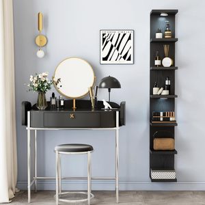 <strong>Floating</strong> <strong>Shelves</strong> <strong>Black</strong> Wall Decor 7 Tier Wall <strong>Shelf</strong> Unit with LED Lights Lack <strong>Shelf</strong> for Home Organizer - Product Image 4