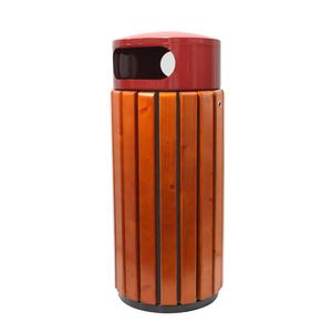 High quality Papan tempat sampah kayu luaran boleh wooden and steel waste bins garbage bin outdoor furniture