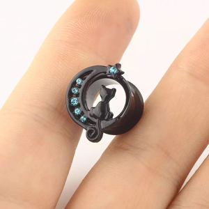 Expansor de Orelha em Forma de Estrela e Lua, Plugue de Orelha, Joias de Túnel, Brincos de Aço Inoxidável - Product Image 3