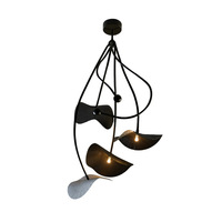 Lustre en cuivre vintage de luxe léger en forme de feuille de lotus avec éclairage LED 480x900mm pour restaurant, salon, chambre et villa