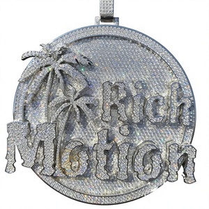 Colgante de Plata con Moissanita en Forma de Palmera, Estilo Hip Hop, con Incrustaciones de Diamantes, para Hombre - Product Image 1