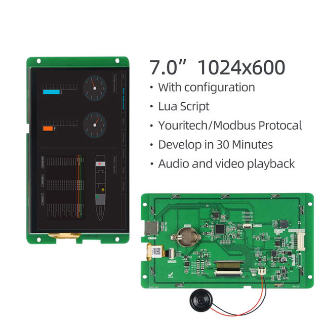 7 Inch 1024x600 Serial Port Screen 8P Interface HD IPS 232 Serial TFT Display With Capacitive Touch/Resistive Touch For Medical