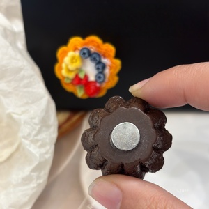 High Quality Chocolate Tart <b>Miniature</b> Three-dimensional Fruit tart Simulation Food Play Refrigerator Sticker for Decoration - Product Image 2