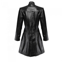Leder in voller Länge Mantel Knöchel langer Mantel Mode Matrix Trench Made in Pakistan Damen weiche schwarze Baumwolle Füllung lässig