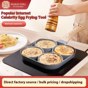 Padella Antiaderente <span class=keywords><strong>in</strong></span> Alluminio con <span class=keywords><strong>Pietra</strong></span> Maifan a Quattro Fori per Uova, Design Moderno, Compatibile con Gas e Induzione, Capacità 1-2L, per Cucina e Casa - Product Image 5