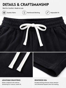 Pantalones Cortos Deportivos Unisex Minimalistas de Color Liso con Cordón Ajustable, Antiarrugas, de Cintura Media, Estilo Normcore, de Marca de Moda Urbana - Product Image 3
