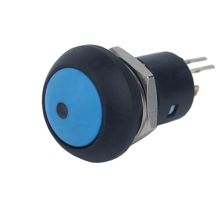 12mm plastic actuator latching on off switch red blue dot led illuminated push button