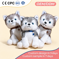 Peluche personnalisée chien Husky moelleux avec collier pour enfants, vente en gros pour les acheteurs de boutiques de cadeaux