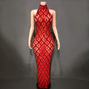 SD001 Gorgeous <strong>Silver</strong> Mermaid <strong>Dress</strong> Bodycon Halter Sleeveless Ballroom Evening Festival Clothing Prom Special Occasion Show - Product Image 2