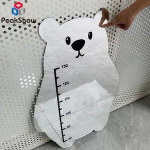 Peakshow Bear Shape Acrylic Plastic Perspex Decoration Mirror New Custom Unbreakable Printing Wall Sticker Decor Acrylic Mirror