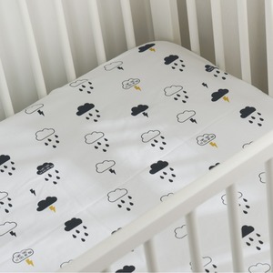 Lenzuolo con Angoli per Culla <span class=keywords><strong>Neonato</strong></span>, Biancheria da Letto per Bambini, Copriletto in Puro Cotone, Lenzuolo per Bambini Piccoli con Motivo a Nuvole e Raso - Product Image 2