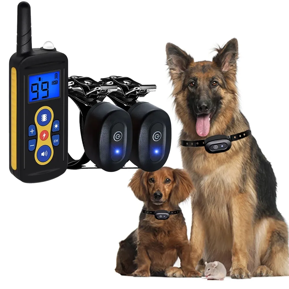 Coleira eletrônica para animais, coleira para treinamento de cachorros com controle remoto, walki talkie, ultrassônica