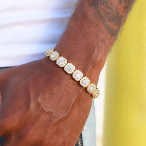 最新时尚嘻哈饰品几何氧化锆手链和冰镇直拉网球链镀金礼品 - Product Image 3