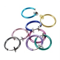 Ensemble de boucles d'oreilles et anneaux de nez 13mm, anneaux de nez, Clip sur le Septum, bijoux de corps des boucles d'oreilles unisexes de couleur mixte