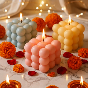 BIG BUBBLE Cute Irregular Shape Art Pillar <b>Candles</b> in Pink Yellow Blue Dripless Paraffin Wax Home Decoration Indoor Use Unscente - Product Image 2