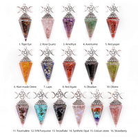 Antique Argent Hexagonal Pilier Résine Puce Pierres Précieuses Pendentif Sculpté À La Main Divination Sorts Pierre Naturelle Bijoux pour Cadeaux