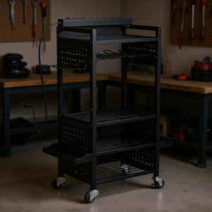 Carrito Organizador de Herramientas con Ruedas de 5 Niveles con Estación de Carga, Capacidad de 200 kg, Almacenamiento para Garaje, Estilo Industrial - Product Image 2