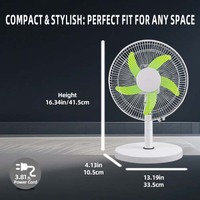 Ventilateur solaire de 12 pouces avec panneau solaire, ventilateur de table rechargeable portable avec lumière LED, ventilateur rafraîchisseur d'air pour la maison