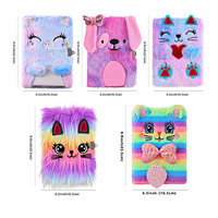 Carnets de dessin animé ours mignon en peluche avec serrure cahier en peluche étudiant A5 journal fille livre cadeau pour les enfants