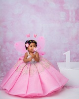 Robes de Luxe Personnalisées à Col Rond pour Fête d'Anniversaire de Fille, Robes de Soirée de Princesse Fleuries pour Séance Photo