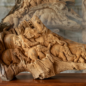 Modelo de Elefante Tallado en Madera, Arte Popular, Madera de Teca Fina de Tailandia - Product Image 1