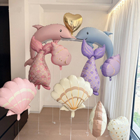 Ballons de fête sur le thème de l'océan, magnifiques et adorables, en forme de queue de dauphin, de coquille de poisson, gonflables à l'hélium, pour les fêtes d'enfants