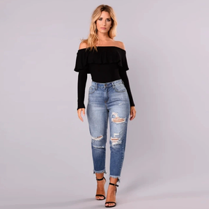 <span class=keywords><strong>Jeans</strong></span> <span class=keywords><strong>Skinny</strong></span> Fit da Donna a Vita Alta, Pantaloni in Denim Modellanti <span class=keywords><strong>Super</strong></span> Elasticizzati, Pantaloni a Sigaretta in Denim Lavato Sexy - Product Image 2