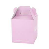 Boîte à gâteau en carton ondulé rose personnalisée avec poignée, fenêtre en PVC, boîte d'emballage pliable pour boulangerie, pour gâteau d'anniversaire, dessert, emballage cadeau