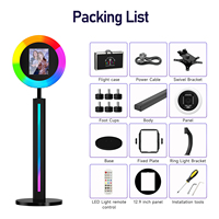 Anneau lumineux LED portable à livraison rapide avec support pour selfie, étui de protection inclus, en stock, taille standard, compatible avec iPad, pour photomaton
