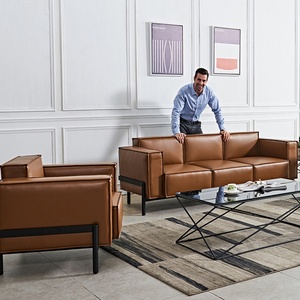 Guangzhou Factory <b>Sofa</b> Set <b>Cover</b> Wooden Modern Luxury Classic Office Genuine Leather <b>Sofa</b> - Product Image 2